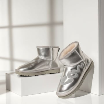 REDUCERI INCALTAMINTE, Cizme dama scurte argintii MOD0277, modlet.ro