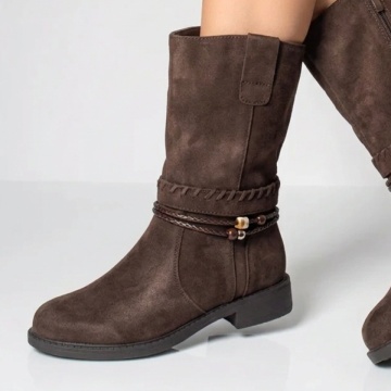 Cizme dama scurte dama cu fermoar maro suede din Piele naturala FLORINA13, 3, modlet.ro
