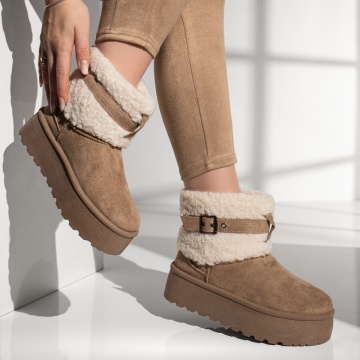Cizme dama scurte khaki tip UG MOD12902, 3, modlet.ro