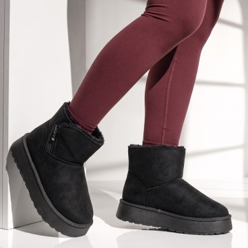 Cizme dama tip UG cu fermoar negru suede EMA46, 2, modlet.ro