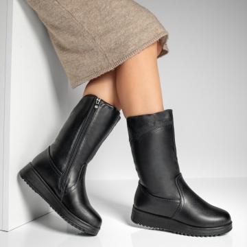 Cizme lungi dama cu talpa groasa negre MOD12795, 2, modlet.ro