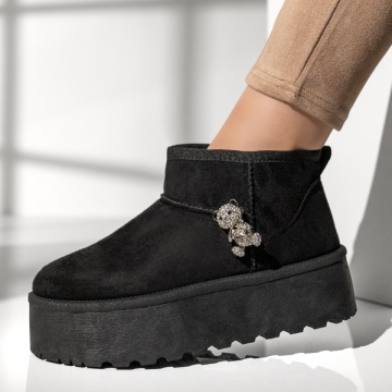 Cizme scurte dama cu accesoriu detasabil tip UG negru suede MOD12610, 3, modlet.ro