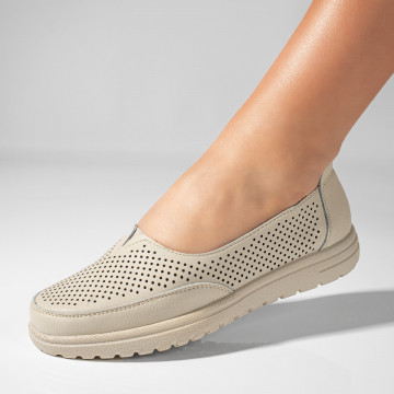 Espadrile perforate dama bej din Piele naturala MOD11349, 2, modlet.ro