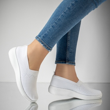 Espadrile sport dama din material textil albe MOD13173, 3, modlet.ro