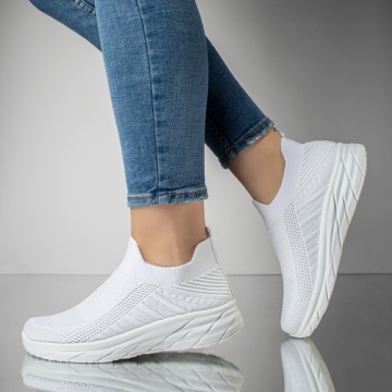 Espadrile sport dama din material textil albe MOD13176, 3, modlet.ro
