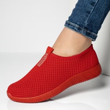 Espadrile sport dama din material textil rosii ZEF13057, 2, zeforia.ro