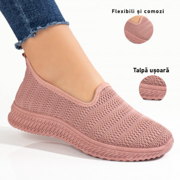 Espadrile sport dama din material textil roz deschis MOD09088, 3, modlet.ro