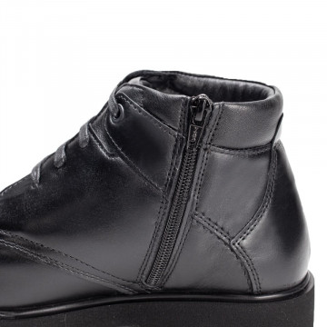 Ghete barbati negre cu siret si fermoar din Piele naturala MOD02495, 4, modlet.ro
