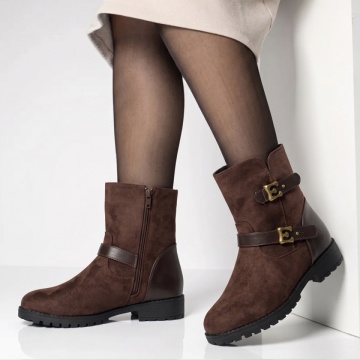 Ghete dama cu accesoriu decorativ maro suede LILI45