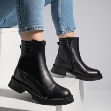 Ghete dama cu fermoar negre din Piele naturala MOD12659, 4, modlet.ro