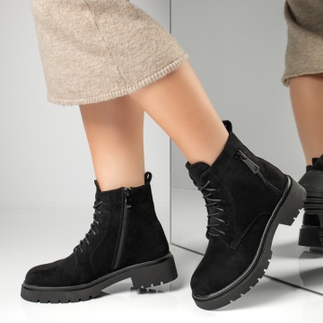 Ghete dama cu fermoar negru suede MOD12837, 2, modlet.ro