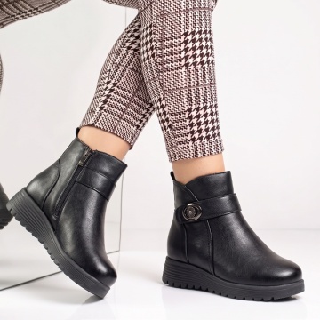 Ghete dama cu platforma negre din Piele negre ANCA20, 3, modlet.ro