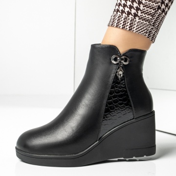 Ghete dama cu platforma si fermoar negre MOD14144, 3, modlet.ro