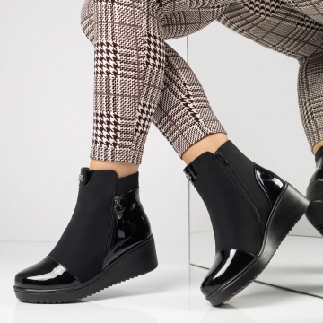 Ghete dama cu platforma si fermoar negru suede GINA12, 2, modlet.ro