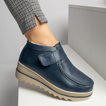 Ghete dama cu platforma si inchidere cu scai albastre din Piele naturala MOD10254, 3, modlet.ro
