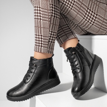 Ghete dama cu siret si fermoar negre MOD06886, 3, modlet.ro