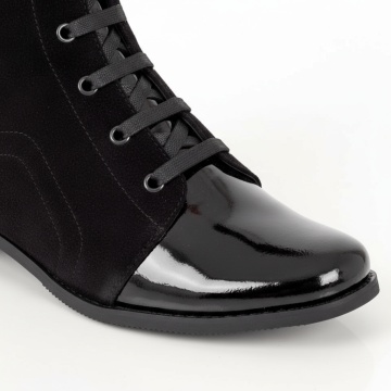 Ghete dama cu siret si fermoar negru suede din Piele naturala MOD07602, 5, modlet.ro