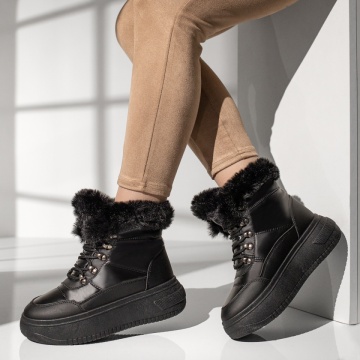 Ghete dama cu talpa groasa negre MOD12827, 2, modlet.ro