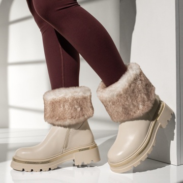 Ghete dama cu talpa groasa si fermoar bej MOD12778, 3, modlet.ro