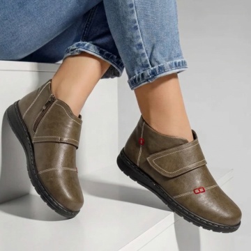 Ghete Dama, Ghete dama cu talpa joasa si fermoar khaki LILI26, modlet.ro