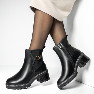 Ghete Dama, Ghete dama cu toc gros negre MOD12346, modlet.ro