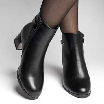 Ghete dama cu toc gros si fermoar negre MOD10593, 2, modlet.ro