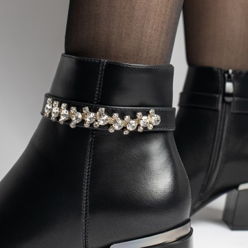 Ghete dama cu toc gros si fermoar negre MOD12374, 4, modlet.ro
