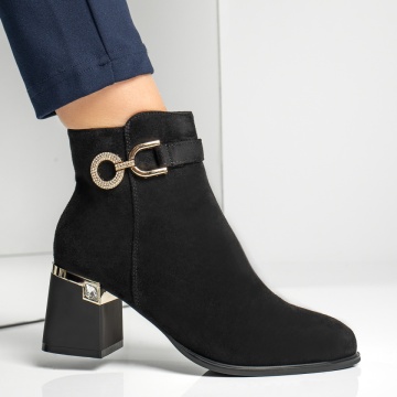 Ghete dama cu toc si accesorii decorative negru suede MOD12882, 4, modlet.ro