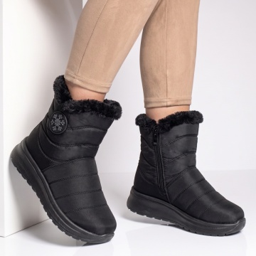 Ghete dama din fas cu talpa groasa negre GINA38