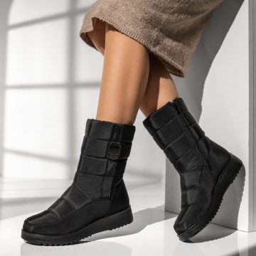 Ghete dama din fas si fermoar negre MOD12247, 2, modlet.ro