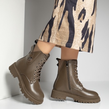 Ghete dama khaki cu fermoar MOD12190, 4, modlet.ro