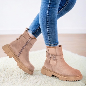 Ghete dama khaki suede cu insertie de material elastic MOD10711, 3, modlet.ro