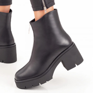 Ghete dama negre cu fermoar decorativ din Piele naturala MOD07287, 3, modlet.ro