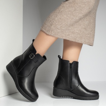 Ghete dama negre cu platforma si catarama din Piele Naturala MOD12655, 4, modlet.ro
