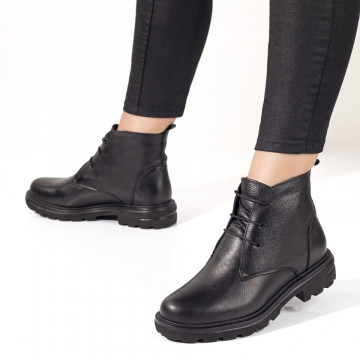 Ghete dama negre cu siret din Piele naturala MOD09872, 3, modlet.ro
