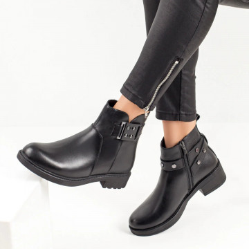 Ghete dama negre din Piele naturala cu fermoar MOD06992, 4, modlet.ro