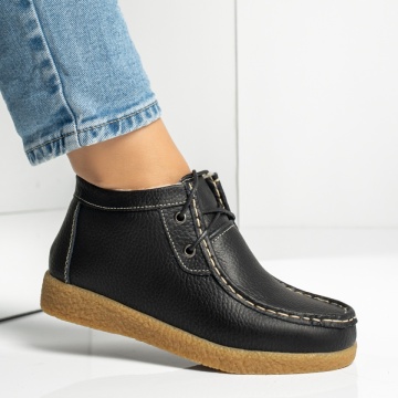 Ghete dama scurte cu siret negre din Piele naturala MOD06604, 4, modlet.ro