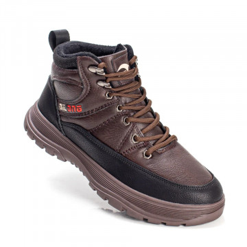 Ghete unisex negru cu maro inchis sport cu siret MOD07363, 3, modlet.ro