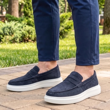 Mocasini barbati albastru suede din Piele naturala LEO11