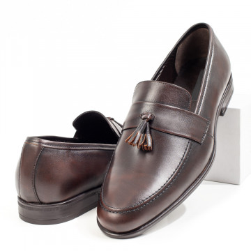 Mocasini barbati maro cu franjuri din Piele naturala MOD08763, 4, modlet.ro