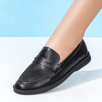 Mocasini dama negri perforati MOD05784, 4, modlet.ro