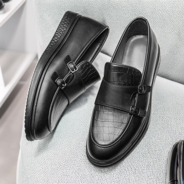 Mocasini negri barbati cu imprimeu si catarame MOD11682, 2, modlet.ro
