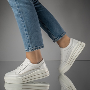 Pantofi casual albi dama din Piele naturala MOD11708, 4, modlet.ro