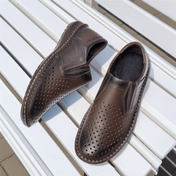 Pantofi casual barbati cu perforatii maro din Piele naturala MOD13463, 4, modlet.ro