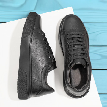 Pantofi casual barbati cu siret negri din Piele naturala MOD11161, 3, modlet.ro