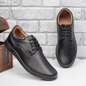 Pantofi casual barbati cu siret negri din Piele naturala MOD11162, 2, modlet.ro