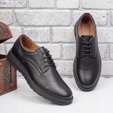 Pantofi barbati, Pantofi casual barbati cu talpa groasa negri din Piele naturala NICU13, modlet.ro