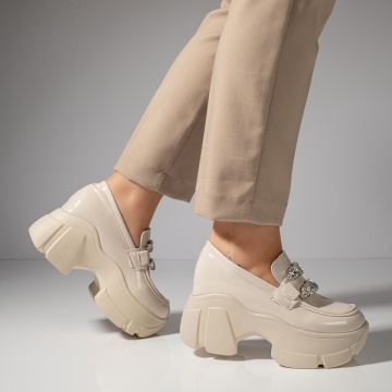 Pantofi casual cu platforma bej dama MOD11835, 4, modlet.ro