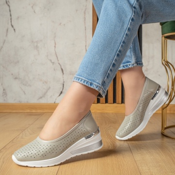 Pantofi casual cu platforma gri din Piele naturala MOD13241, 3, modlet.ro