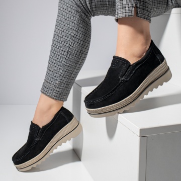 Pantofi casual cu platforma negri suede din Piele naturala MOD11690, 2, modlet.ro